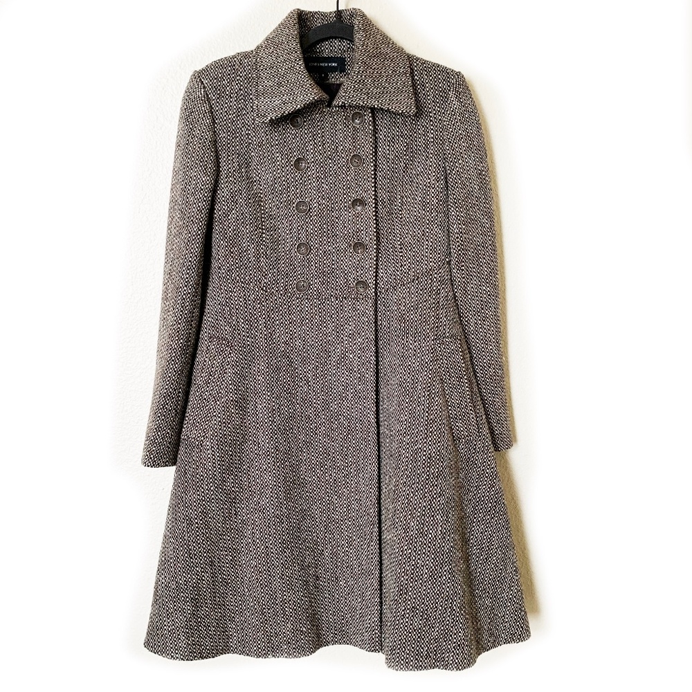 Jones New York Wool Tweed Long Overcoat